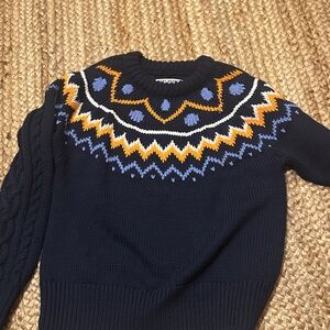 Tory Sport Navy Sweater with Orange and Blue Pattern